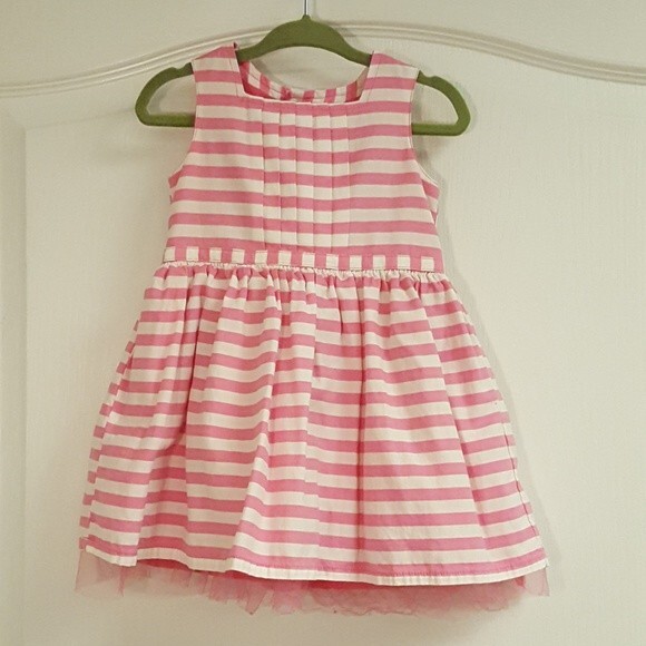 Carter's Pink Striped Pleat Front Tulle Dress - Picture 1 of 3
